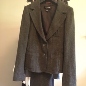 Club Monaco olive tweed suit